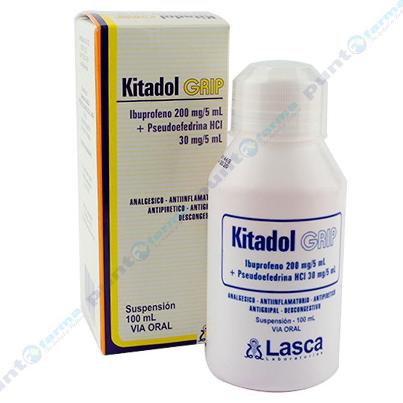 Kitadol Grip Ibuprofeno 200mg/5mL Jarabe de 100 mL Punto Farma