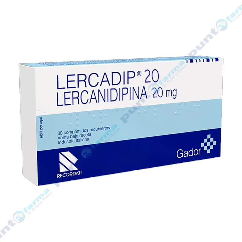 Lercadip Lercanidipina 20 mg - Contiene 30 comprimidos recubiertos.