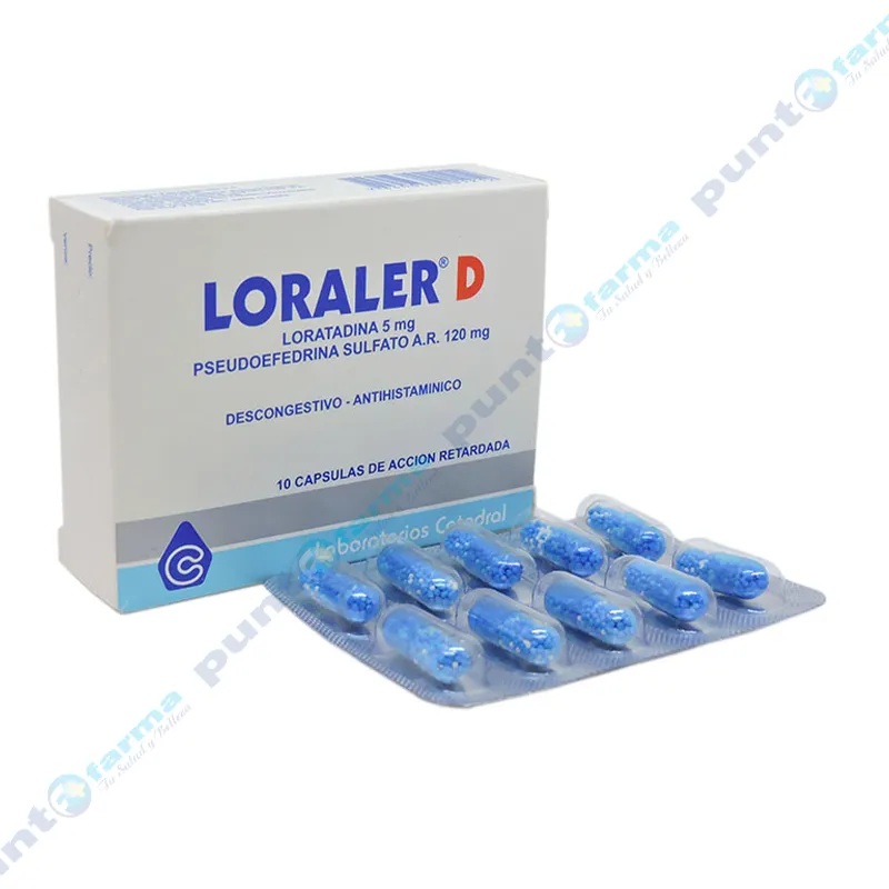 Loraler D Loratadina 5 mg - Caja de 10 cápsulas de acción retardada