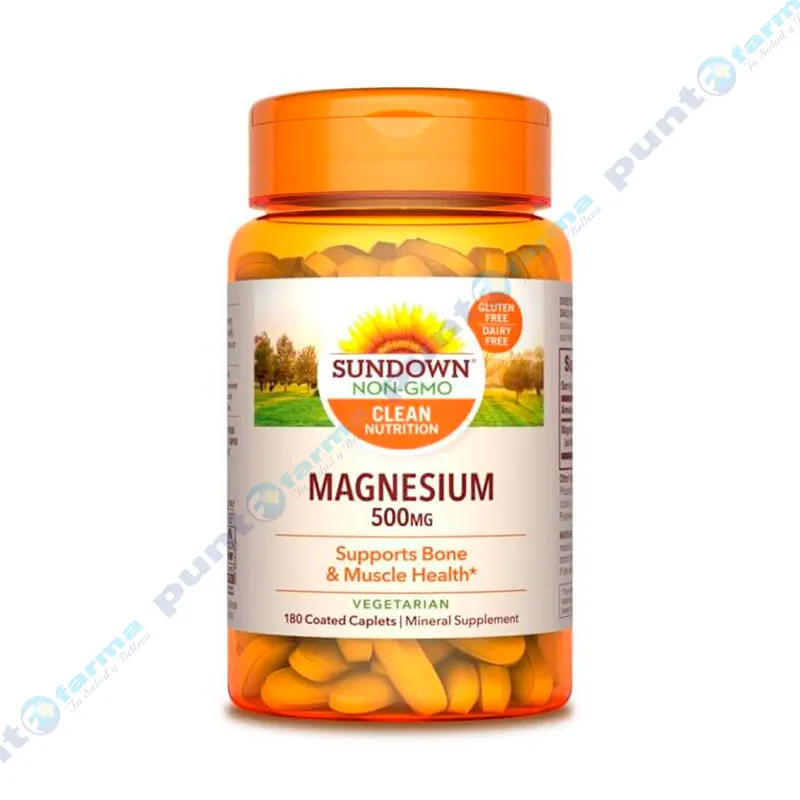 Magnesium 500 mg Sundown Naturals - Frasco de 180 comprimidos recubiertos