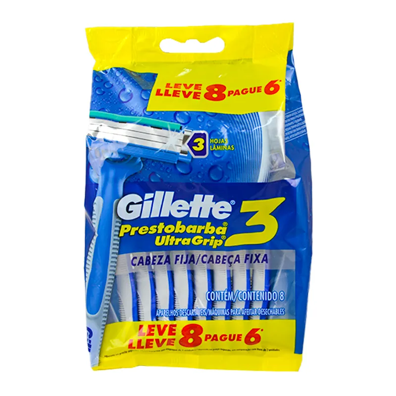 MAQUINA DE AFEITAR GILLETTE PRESTOBARBA ULTRAGRIP 3 HOJAS