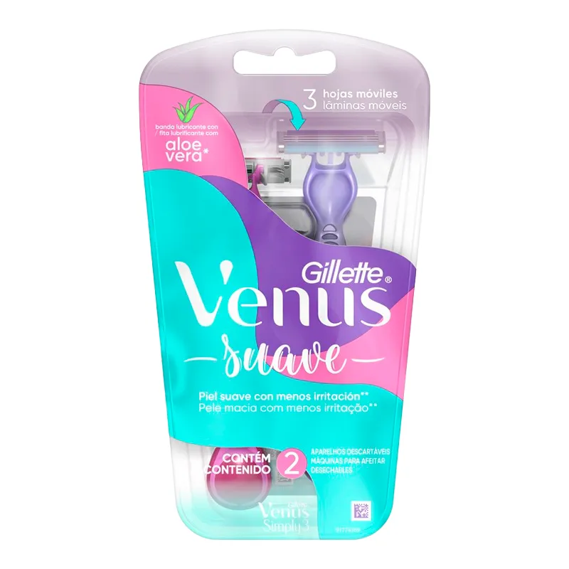 Maquina para Afeitar Venus Simply 3 Gillette - Cont. 2 unidades