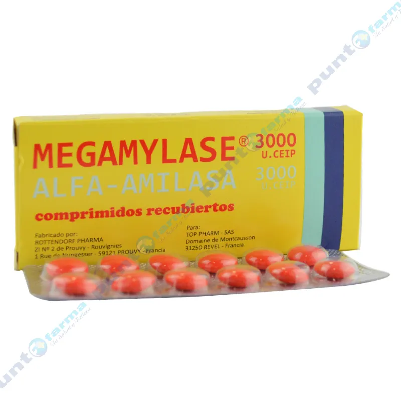Megamylase Alfa-Amilasa 3000 U.CEIP - Caja de 12 Comprimidos Recubiertos