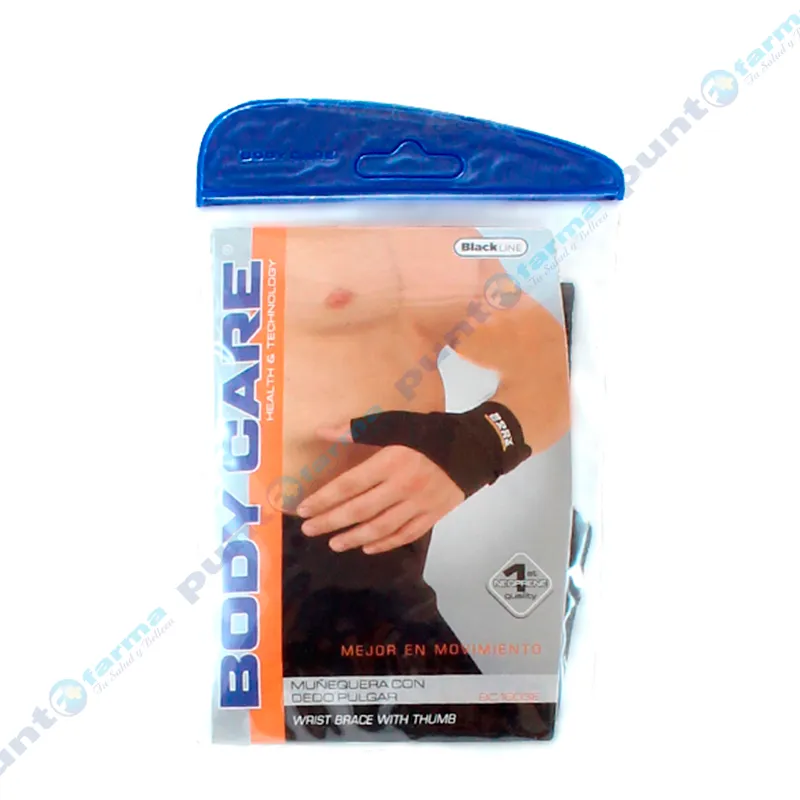 Muñequera con Dedo Pulgar Blackline Económica BC1603E Tamaño L Body Care