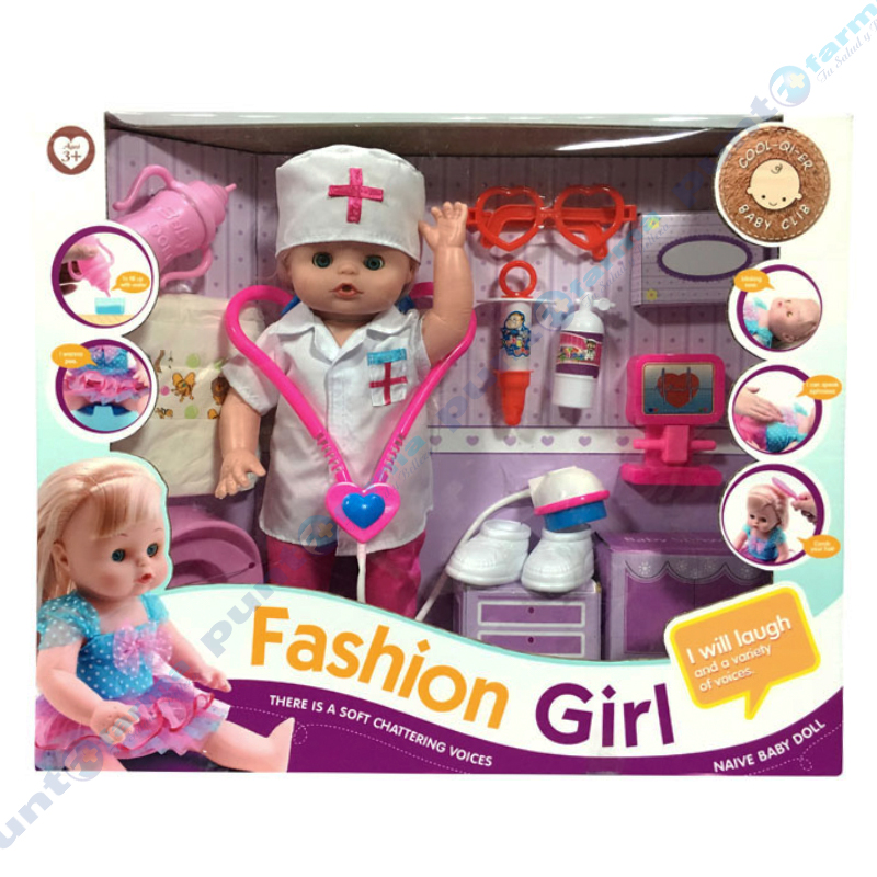 muñeca con accesorios de doctora
