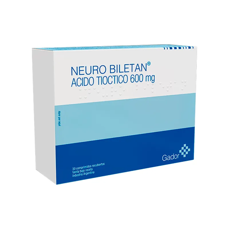 Neuro Biletan Acido Tioctico 600mg - Contiene 30 comprimidos recubiertos.