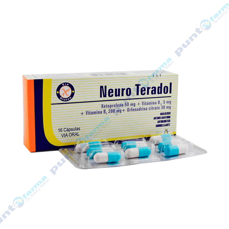 Neuro Teradol Ketoprofeno 50 mg - Caja de 16 cápsulas | Punto Farma
