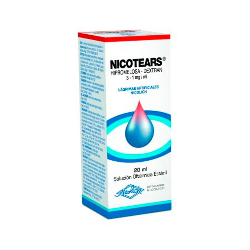 Nicotears Hipromelosa - Dextran 3-1 mg / ml - Solución oftálmica estéril 20 mL