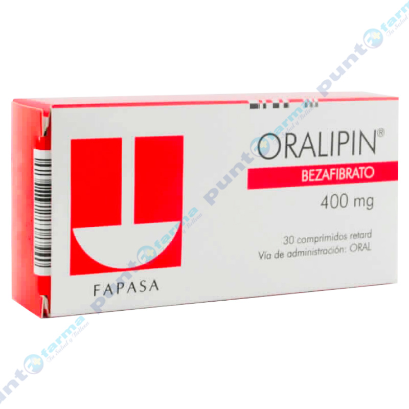 Oralipin Bezafibrato 400 mg Caja de 30 comprimidos Punto Farma Oralipin Bezafibrato 400 mg Caja de 30 comprimidos Punto Farma