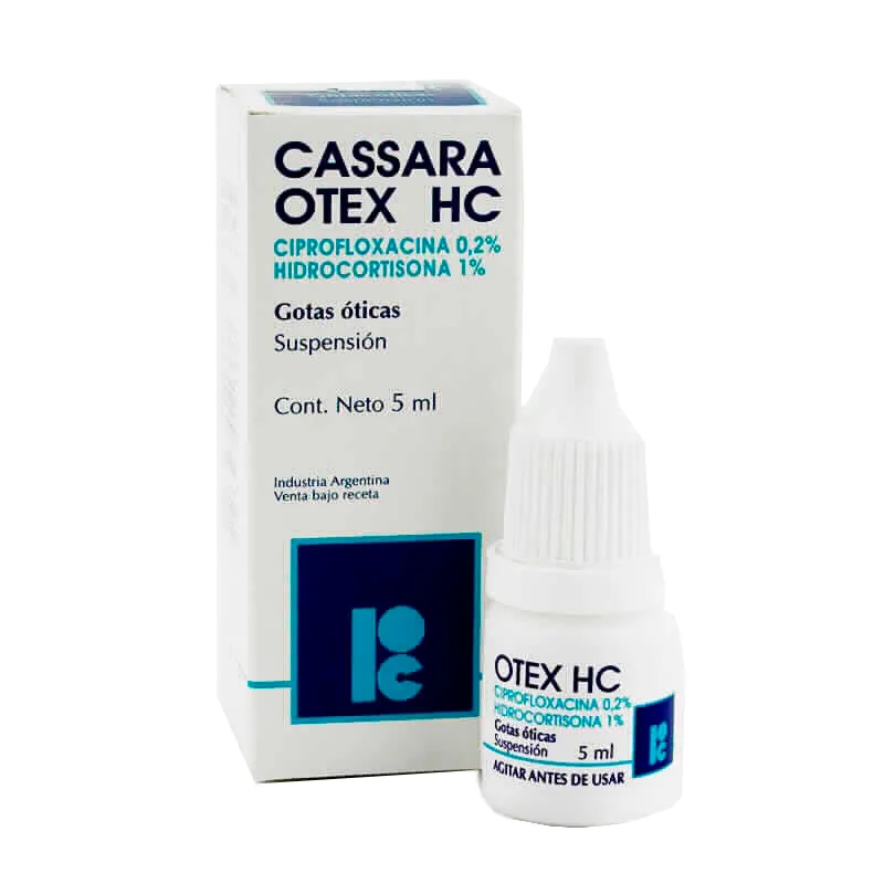 Otex HC Ciprofloxacina Hidrocortisona - Contenido de 5ml Gotas óticas.