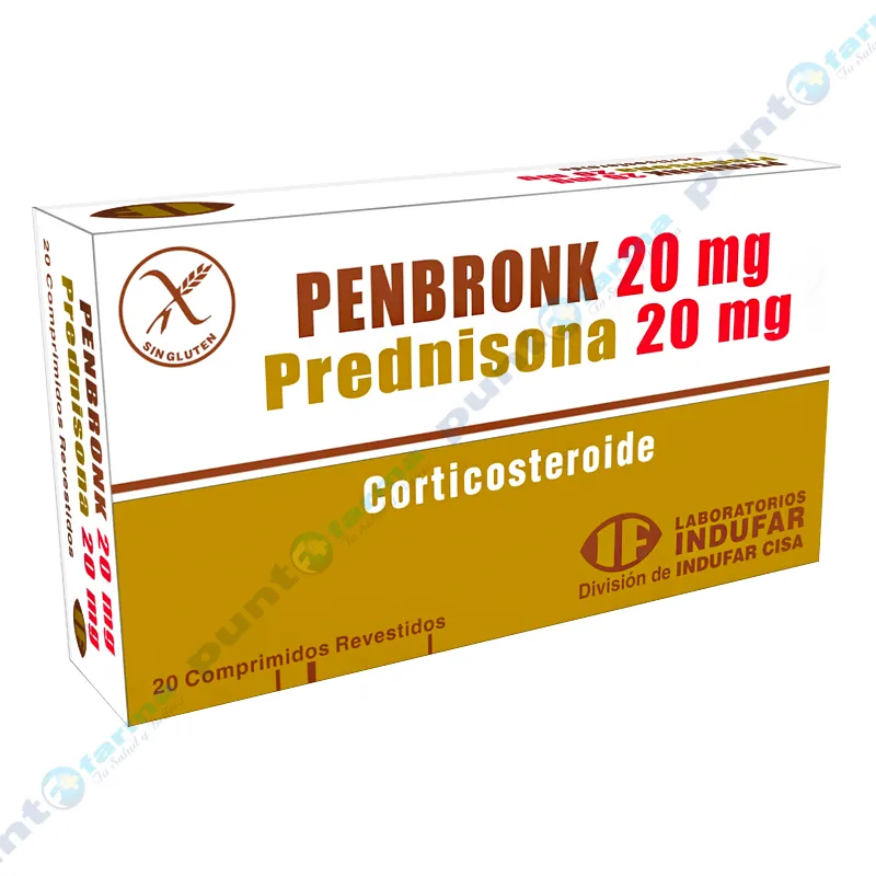 Penbronk 20 mg Prednisona - Cont. 20 comprimidos revestidos.