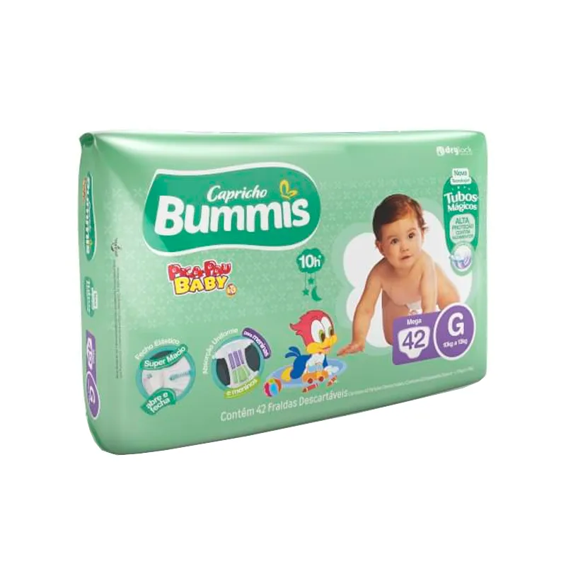 Pañales Capricho Bummis Pica Pau Mega Grande - Contiene 42 Unidades.