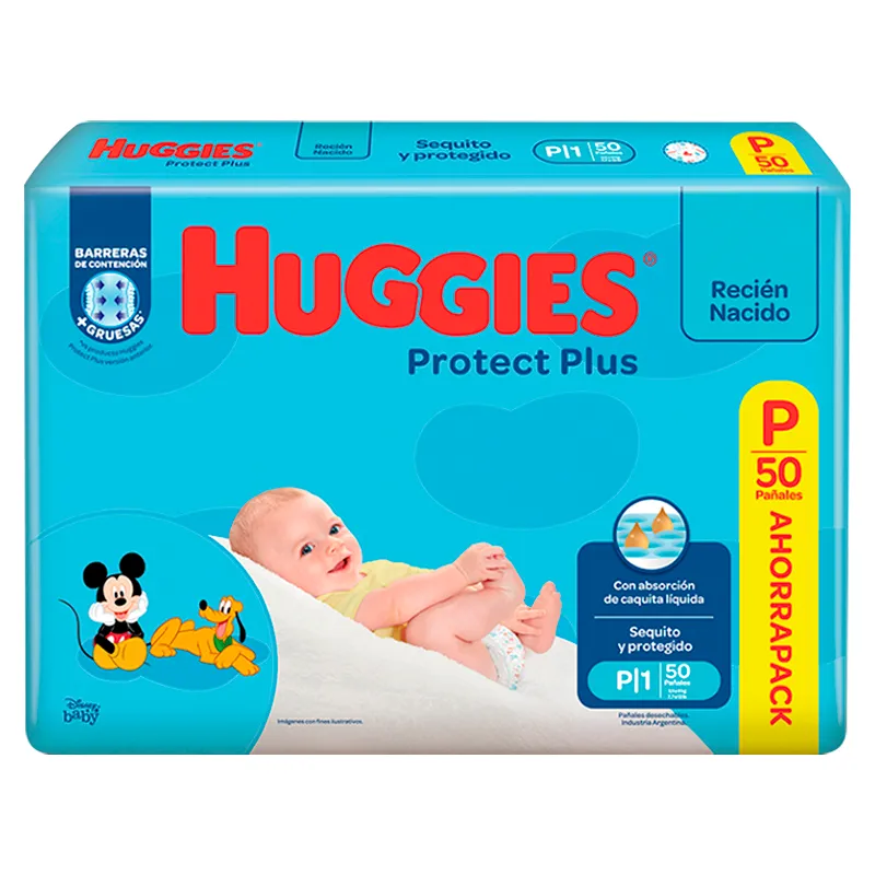 Pañales Desechables RN Huggies Protect Plus P Ahorrapack - 50 unidades