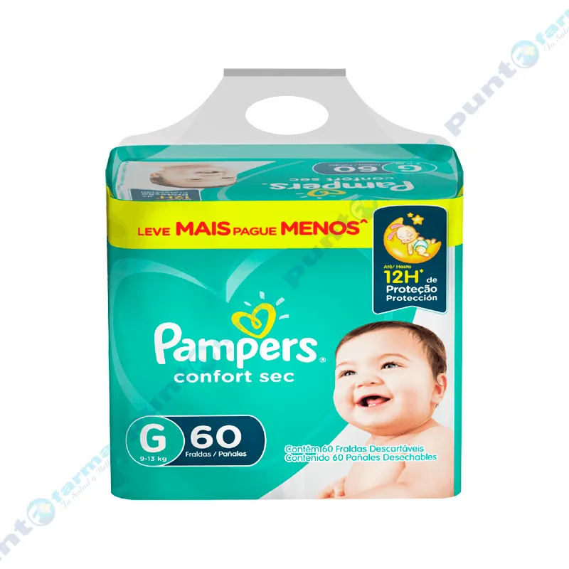 Pañales Pampers Confort Sec G - Cont. de 60 unidades