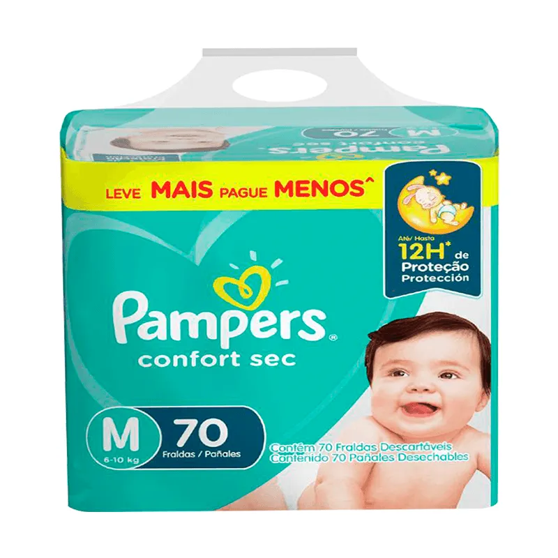 Pañales Pampers Confort Sec M - Cont. de 70 unidades