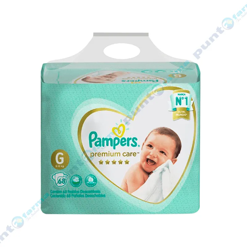 Pañales Pampers Premium Care G - Cont. de 68 unidades