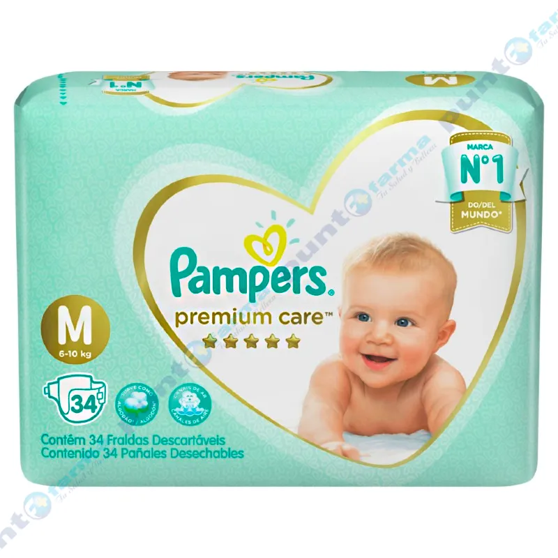 Pañales Pampers Premium Care M - Cont.34 unidades