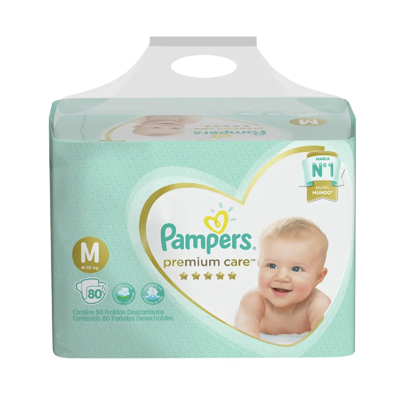 Pañales Pampers Premium Care M - Cont. de 80 unidades