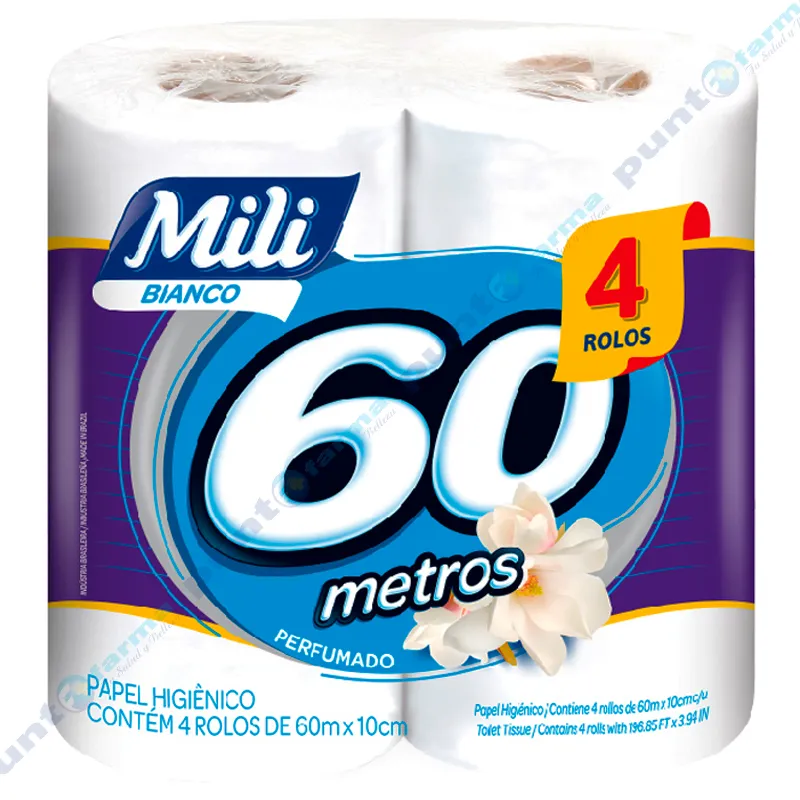 Papel Higiénico Perfumado Mili 60 metros - Cont 4 unidades