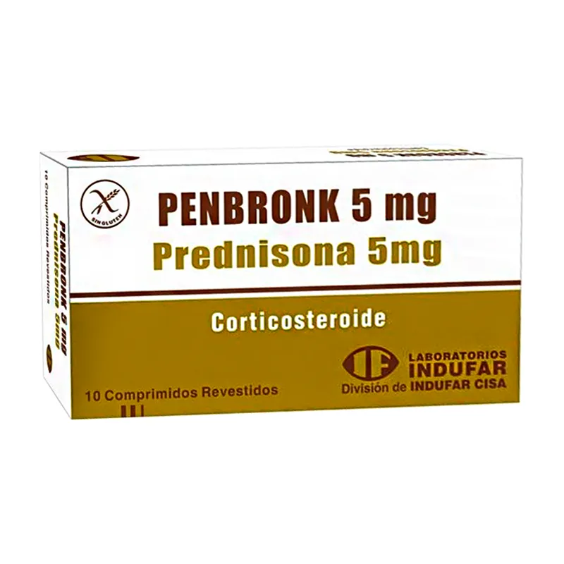 Penbronk Prednisona 5 mg - Caja de 10 comprimidos