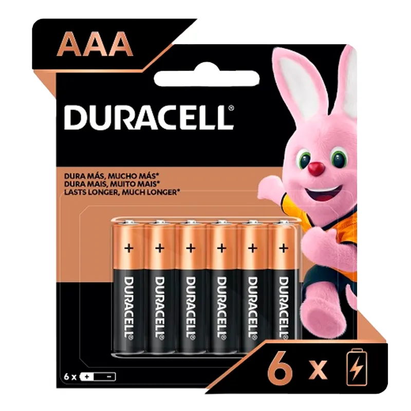 Pilas Alcalina AAAX6 Duracell - Cont 6 unidades