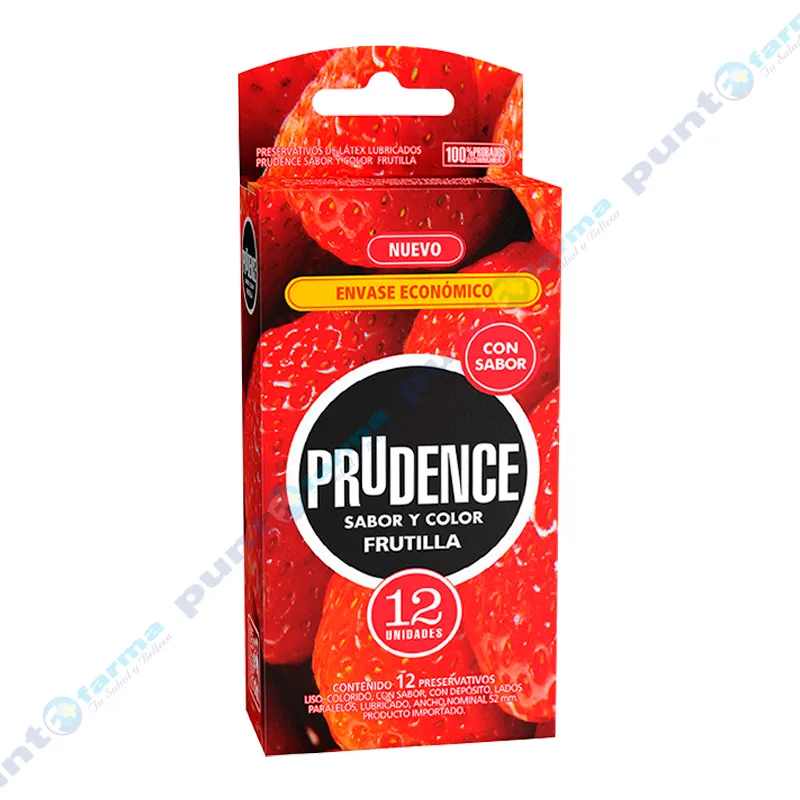 Preservativos Prudence Colores y Sabores Frutilla - Cont 12 unidades