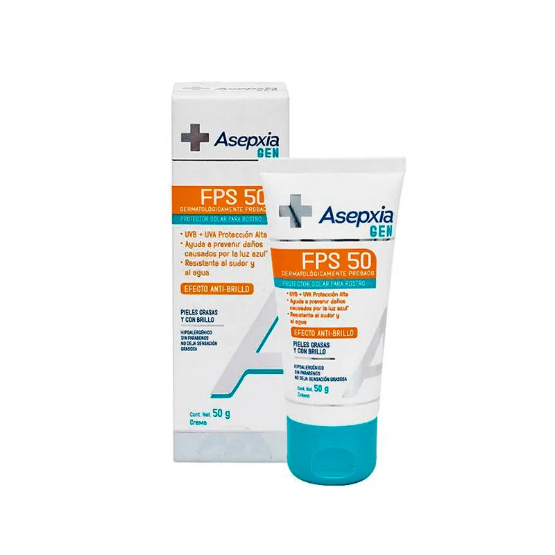 Protector Solar Facial FPS 50 Asepxia Gen - Cont. 50 gr.