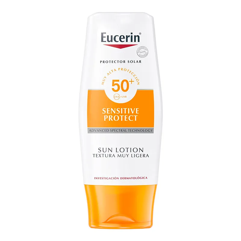 Protector Solar Sun Lotion Sensitive Protect Textura Muy Ligera FPS 50+ Eucerin - 150 mL