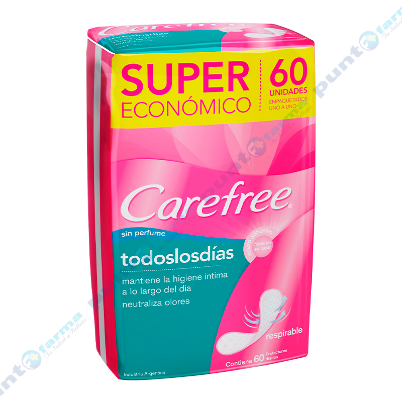 Punto Farma Protectores Diarios Todos los Dias Carefree Cont. 60 unidades Punto Farma Protectores Diarios Todos los Dias Carefree Cont. 60 unidades