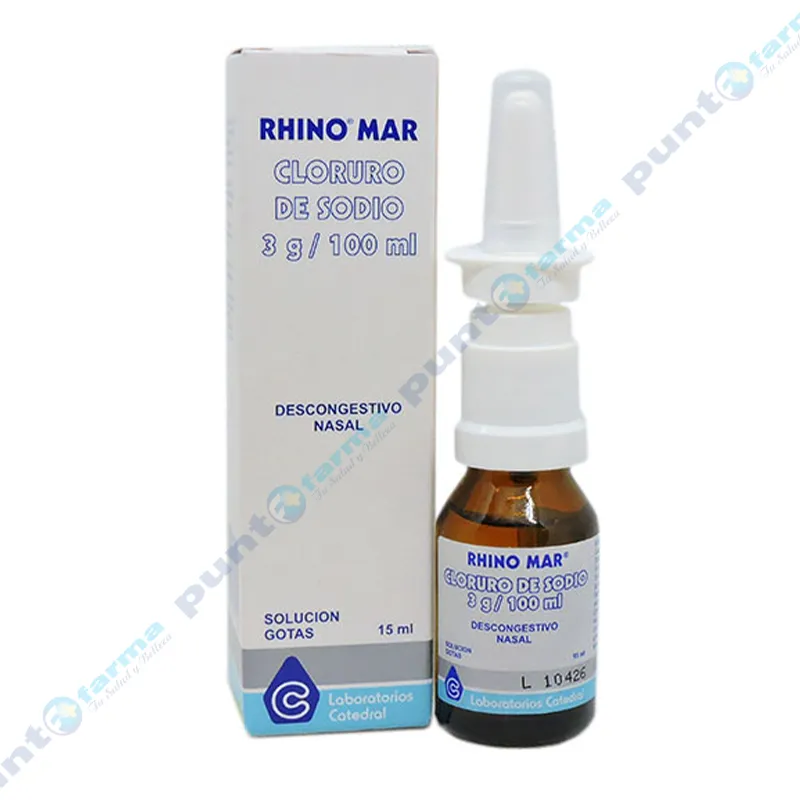 Rhino Mar Cloruro de Sodio 3 g/100 mL - Solución Gotas Spray Nasal de 15 mL