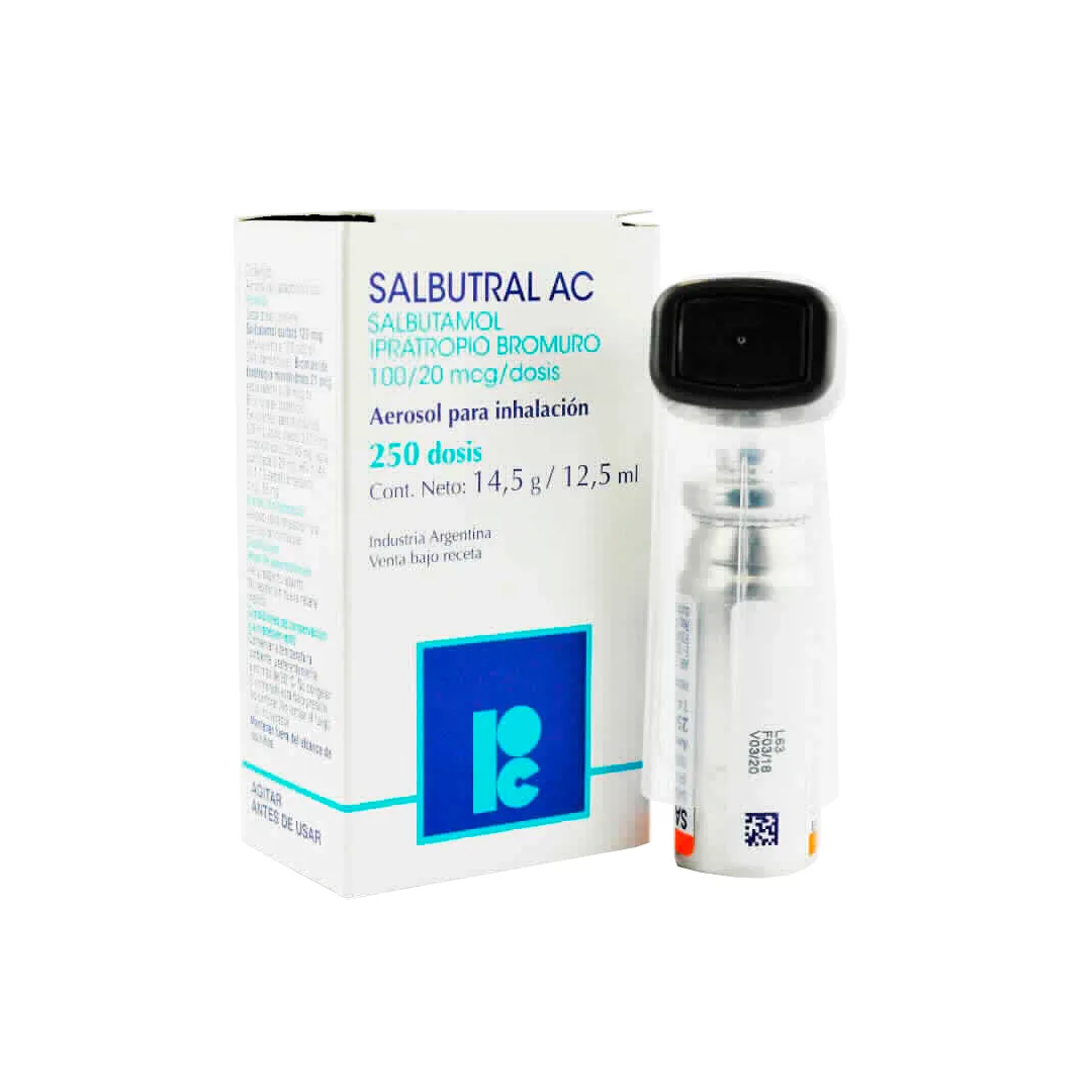 Salbutral AC Salbutamol + Ipratropio Bromuro - Contenido en aerosol de 250 dosis