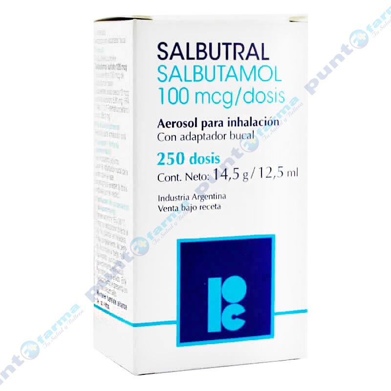 Salbutral Salbutamol 100 mcg - Caja con aerosol de 250 dosis | Punto Farma