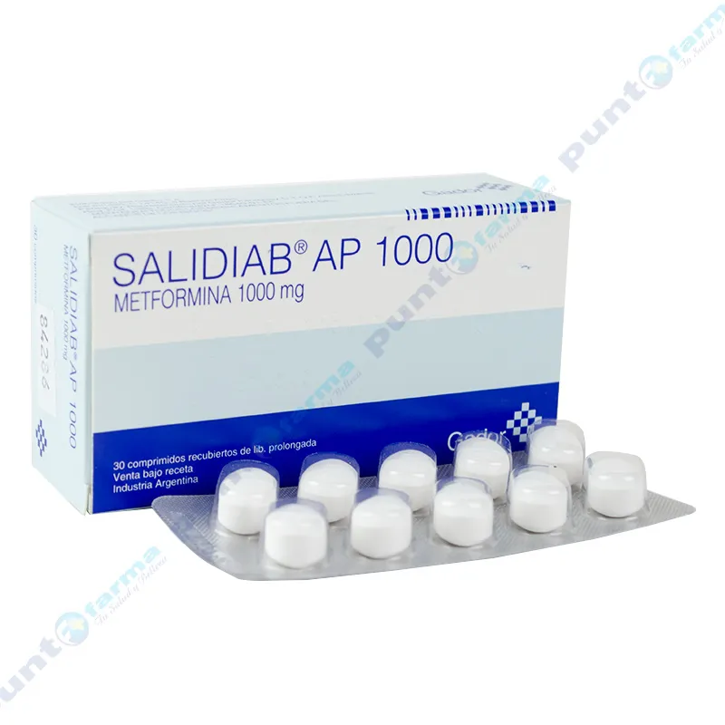 Salidiab AP 1000 Metformina 1000 mg - Cont. 30 comprimidos recubiertos de liberación prolongada