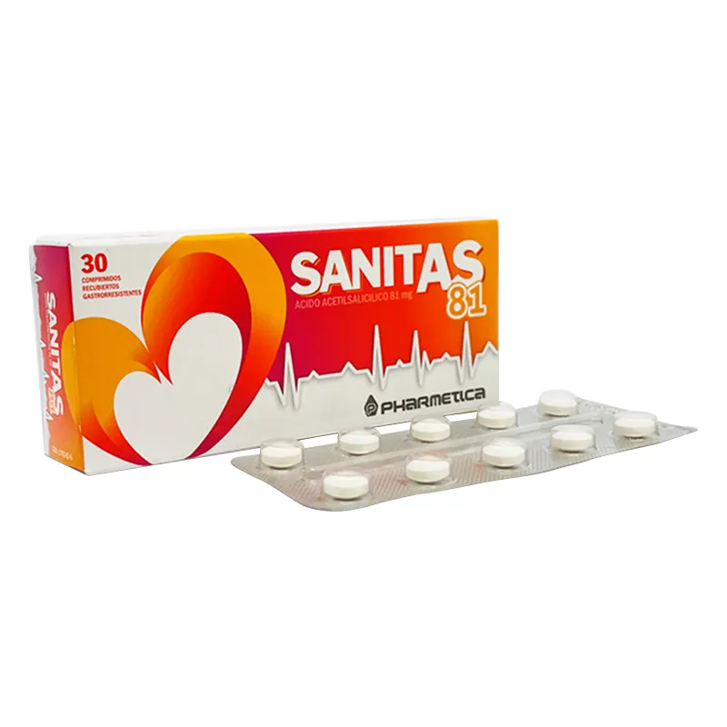 Sanitas 81 Ácido Acetilsalicílico 81 mg - Cont. 30 comprimidos recubiertos gastroresistentes