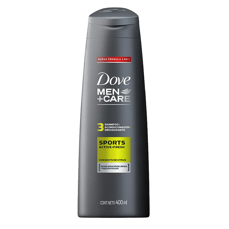 Shampoo Sport Active+Fresh 3en1 Men Dove - Cont.400mL