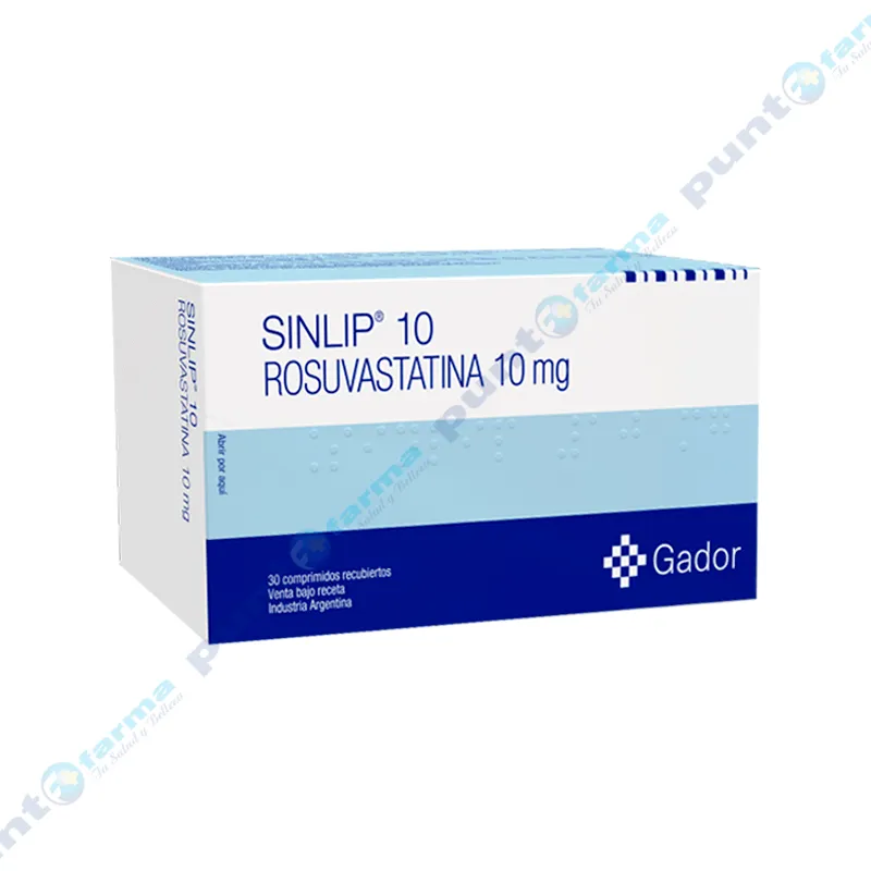 Sinlip 10 Rosuvastatina 10 mg - Contiene 30 comprimidos.