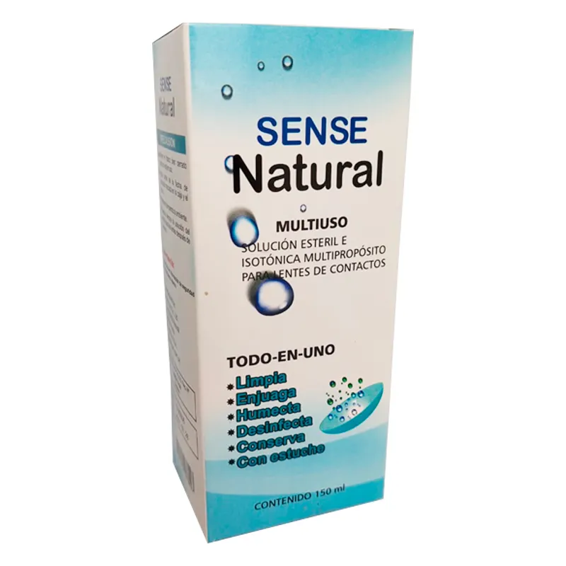 Solucion esteril e Isotonica Multiproposito para Lentes de Contacto Sense Natural - Frasco de 150 mL