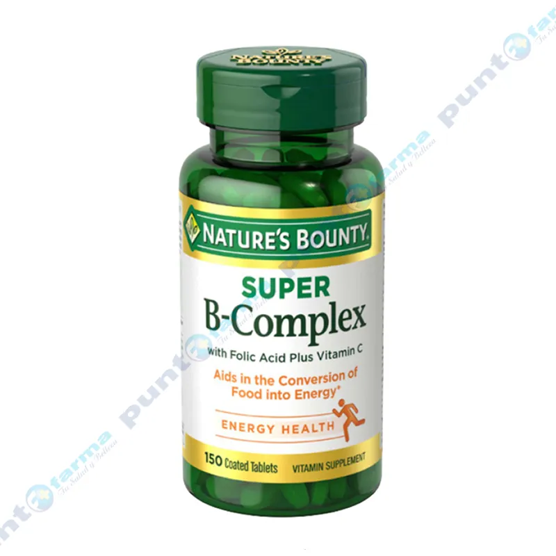 Super Complejo B + Acido Folico y Vitamina C Natures Bounty - Cont 150 tabletas