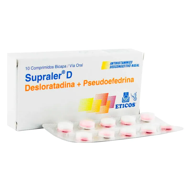 Supraler D Desloratadina + Pseudoefedrina - Caja de 10 comprimidos bicapa
