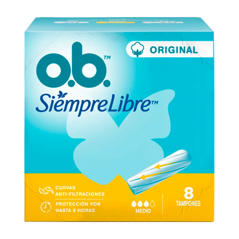 Tampones Original OB Medio Siempre Libre - Contiene 8 unidades