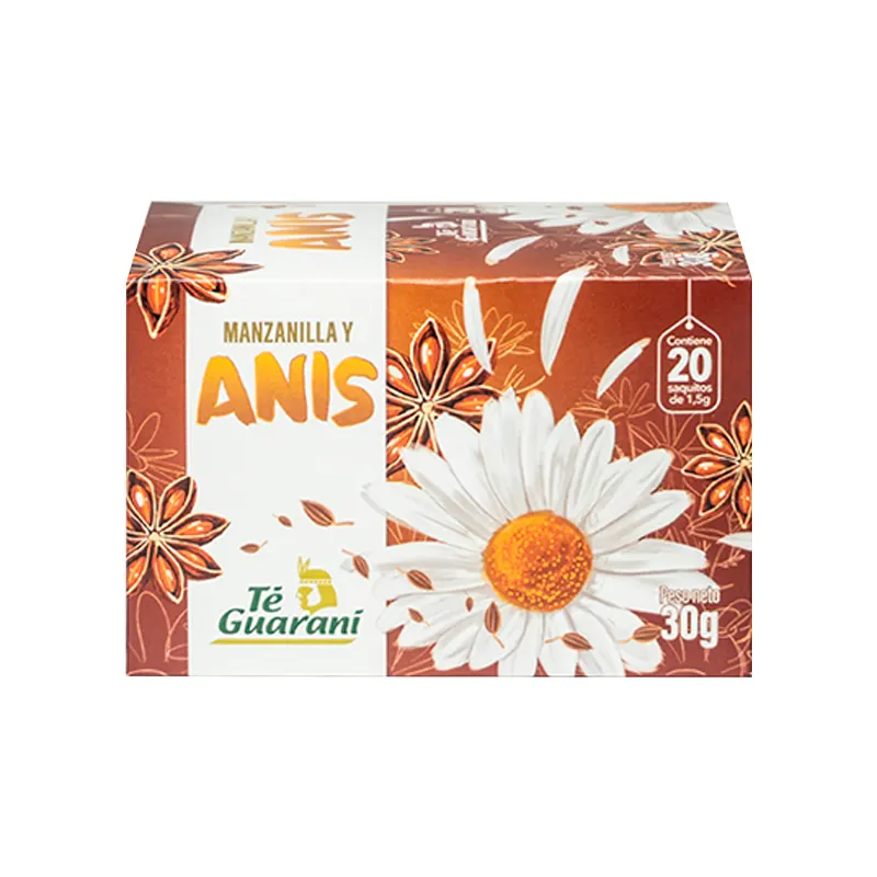 Té de Manzanilla y Anis de té Guaraní - Contiene 20 saquitos de 1,5 g