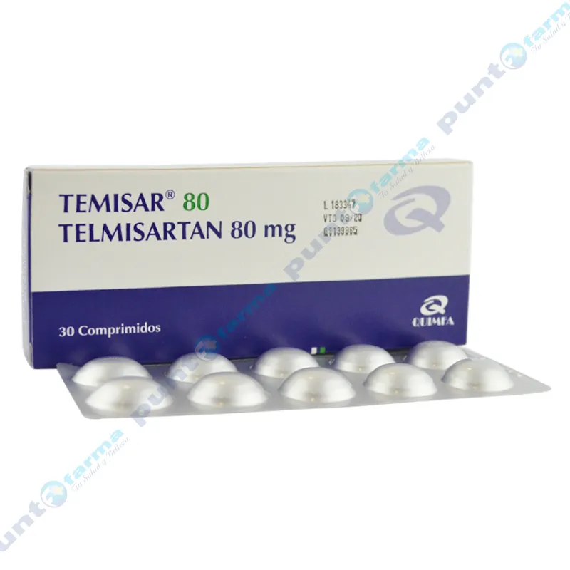 Temisar Telmisartan 80 mg - Caja de 30 comprimidos