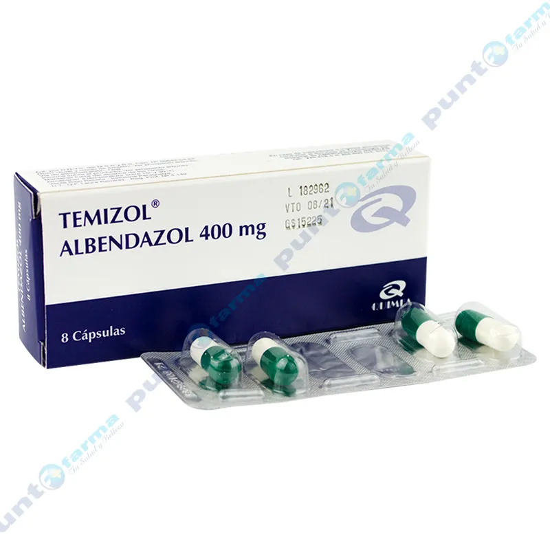Temizol® Albendazol 400mg - Caja de 8 cápsulas