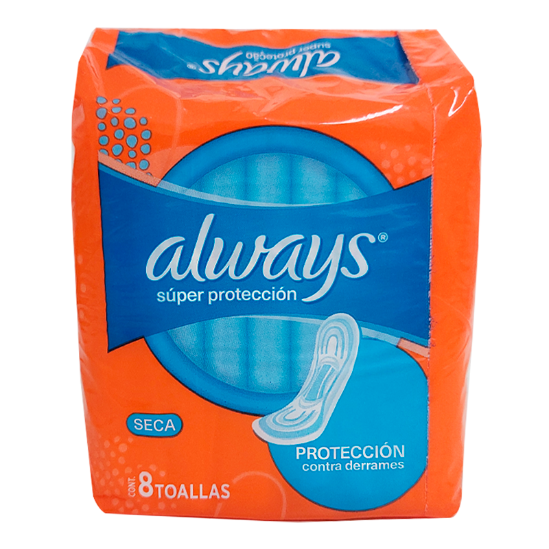 Toallas Femeninas Súper Protección Seca Always con toalla femenina Toallas Femeninas Súper Protección Seca Always