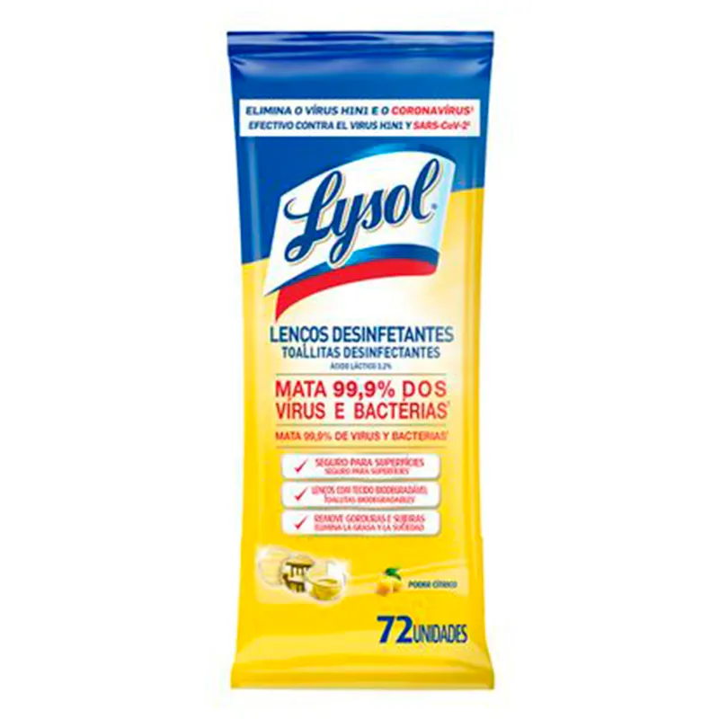 Toallitas Desinfectantes Citrus Lysol - 72 Unidades