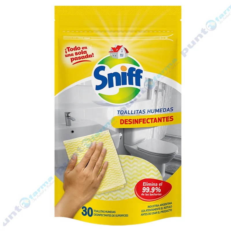 Toallitas Húmedas Desinfectantes Sniff - Cont 30 unidades