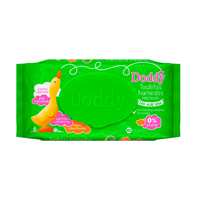 Toallitas Húmedas Premium con Aloe Vera Doddy - Cont 100 unidades