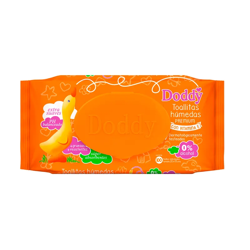 Toallitas Húmedas Premium con Vitamina E Doddy - Cont 100 unidades