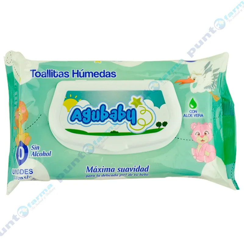 Toallitas Húmedas con Aloe Vera Agubaby - Cont 50 unidades