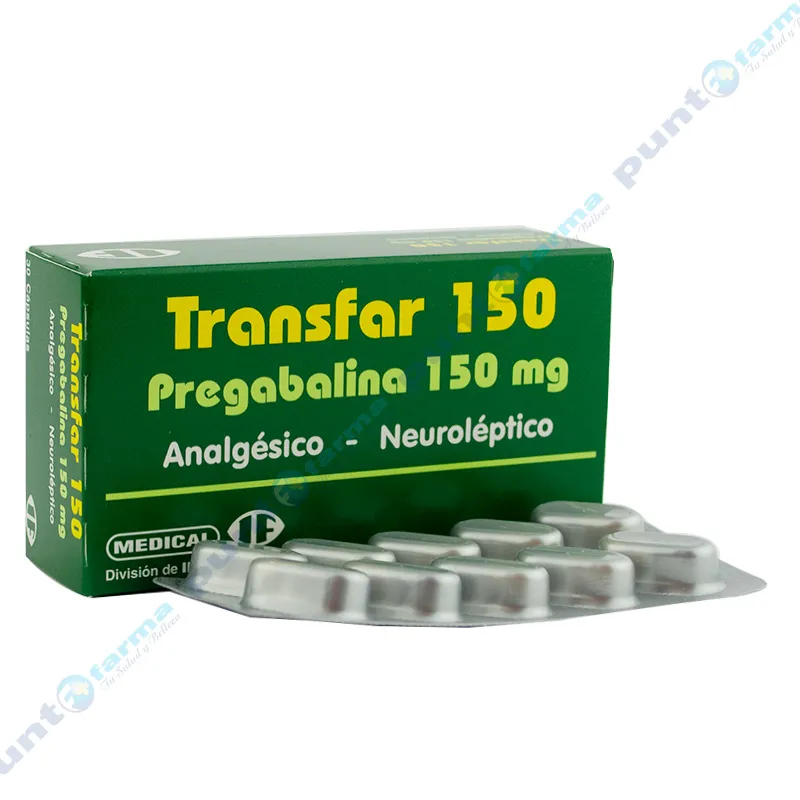 Transfar 150 Pregabalina 150mg  - Cont. 30 Cápsulas.